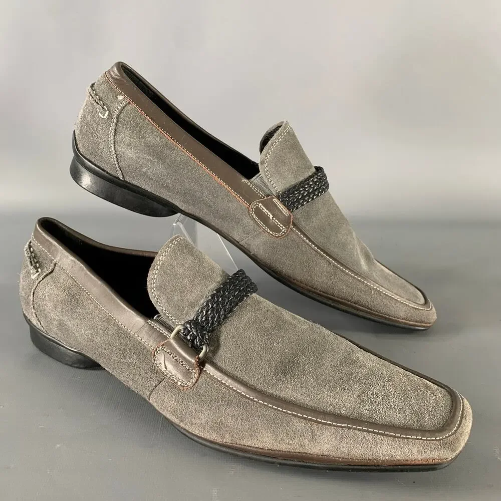 KENNETH COLE Size 10 Grey Leather Loafers